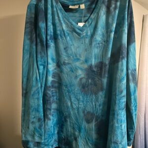 LOGO by Lori Goldstein Blue abstract design  Tunic
